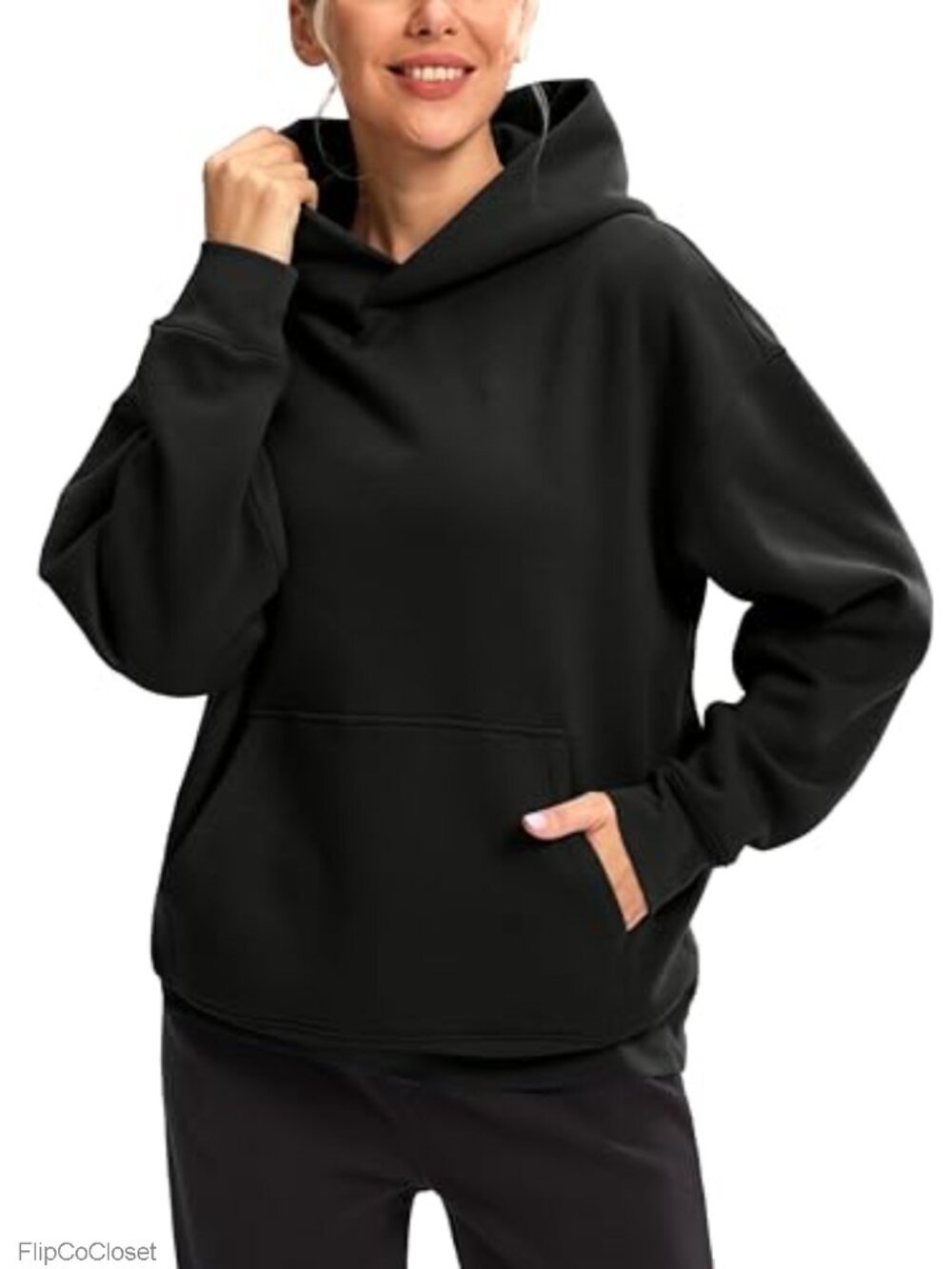 Oversized Fleece Hoodie Cotton Blend Kangaroo Pocket Pullover